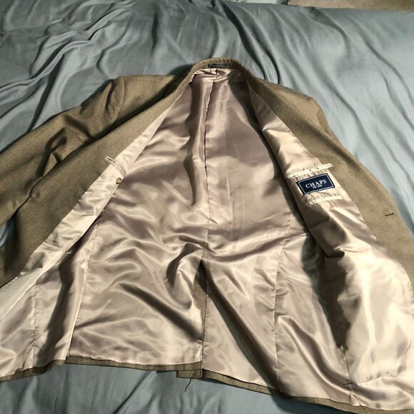 Chaps Mens Blazer Jacket Size 46R Gray Wool-Blend Double Button Workwear Brown - Picture 14 of 16